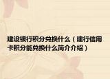 建設(shè)銀行積分兌換什么（建行信用卡積分能兌換什么簡介介紹）
