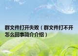 群文件打開失?。ㄈ何募虿婚_怎么回事簡介介紹）
