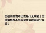 微信消息發(fā)不出去是什么原因（微信信息發(fā)不出去是什么原因簡介介紹）