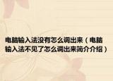 電腦輸入法沒有怎么調(diào)出來（電腦輸入法不見了怎么調(diào)出來簡介介紹）