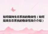 如何保持生態(tài)系統(tǒng)的穩(wěn)定性（如何提高生態(tài)系統(tǒng)的穩(wěn)定性簡介介紹）