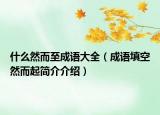 什么然而至成語大全（成語填空然而起簡介介紹）