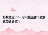 螞蟻重啟ipo（ipo重啟是什么意思簡介介紹）