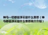 神馬一切都是浮云是什么意思（神馬都是浮云是什么意思簡(jiǎn)介介紹）