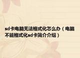 sd卡電腦無法格式化怎么辦（電腦不能格式化sd卡簡介介紹）