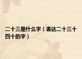二十三是什么字（表達二十三十四十的字）