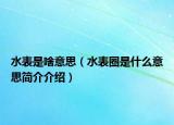 水表是啥意思（水表圈是什么意思簡介介紹）