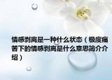 情感剝離是一種什么狀態(tài)（極度痛苦下的情感剝離是什么意思簡(jiǎn)介介紹）