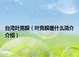 臺(tái)灣葉克膜（葉克膜是什么簡介介紹）