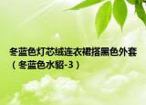 冬藍(lán)色燈芯絨連衣裙搭黑色外套（冬藍(lán)色水貂-3）