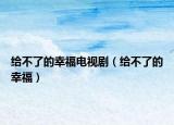 給不了的幸福電視?。ńo不了的幸福）