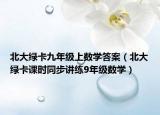北大綠卡九年級上數(shù)學答案（北大綠卡課時同步講練9年級數(shù)學）