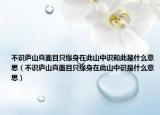 不識廬山真面目只緣身在此山中識和此是什么意思（不識廬山真面目只緣身在此山中識是什么意思）