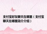 支付寶好友聊天在哪里（支付寶聊天在哪里簡(jiǎn)介介紹）