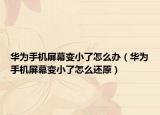 華為手機屏幕變小了怎么辦（華為手機屏幕變小了怎么還原）
