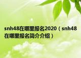snh48在哪里報(bào)名2020（snh48在哪里報(bào)名簡介介紹）