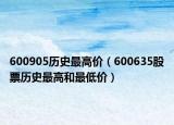 600905歷史最高價（600635股票歷史最高和最低價）
