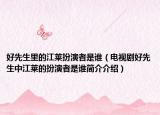 好先生里的江萊扮演者是誰（電視劇好先生中江萊的扮演者是誰簡介介紹）