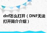 dnf怎么打開（DNF無法打開簡(jiǎn)介介紹）