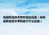 海南職業(yè)技術學院地址街道（海南省職業(yè)技術學院屬于什么街道）