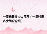 一貫錢是多少人民幣（一貫錢是多少簡介介紹）