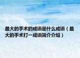最大的手術(shù)的成語是什么成語（最大的手術(shù)打一成語簡(jiǎn)介介紹）