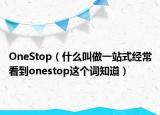 OneStop（什么叫做一站式經?？吹給nestop這個詞知道）