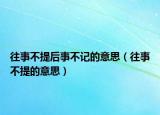 往事不提后事不記的意思（往事不提的意思）