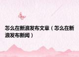 怎么在新浪發(fā)布文章（怎么在新浪發(fā)布新聞）