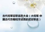 古代將軍官職名稱大全（大將軍 中國古代各朝經(jīng)常設(shè)置的武官職名）