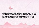 公務(wù)員考試網(wǎng)上報名繳費入口（公務(wù)員考試網(wǎng)上怎么繳費簡介介紹）