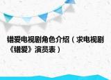 錯愛電視劇角色介紹（求電視劇《錯愛》演員表）