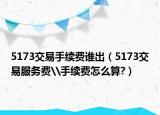 5173交易手續(xù)費(fèi)誰出（5173交易服務(wù)費(fèi)\手續(xù)費(fèi)怎么算?）