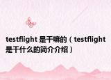 testflight 是干嘛的（testflight是干什么的簡(jiǎn)介介紹）
