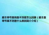 順豐單號(hào)查詢查不到是怎么回事（順豐查單號(hào)查不到是什么原因簡(jiǎn)介介紹）