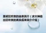 圣誕狂歡夜的由來簡介（求大神給出狂歡夜的真實(shí)由來簡介介紹）