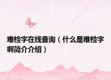難檢字在線查詢（什么是難檢字啊簡(jiǎn)介介紹）