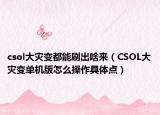 csol大災(zāi)變都能刷出啥來（CSOL大災(zāi)變單機版怎么操作具體點）
