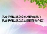 孔文子何以謂之文也,何的意思?（孔文子何以謂之文也翻譯簡(jiǎn)介介紹）