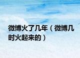 微博火了幾年（微博幾時火起來的）