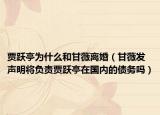 賈躍亭為什么和甘薇離婚（甘薇發(fā)聲明將負(fù)責(zé)賈躍亭在國內(nèi)的債務(wù)嗎）