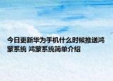 今日更新華為手機(jī)什么時(shí)候推送鴻蒙系統(tǒng) 鴻蒙系統(tǒng)簡(jiǎn)單介紹