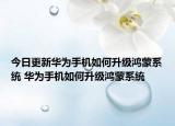 今日更新華為手機如何升級鴻蒙系統(tǒng) 華為手機如何升級鴻蒙系統(tǒng)