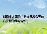 劉禪多大死的（劉禪是怎么死的幾歲死的簡介介紹）