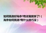 如何挑選好海參?有這篇就夠了!（海參如何挑選?有什么技巧沒）