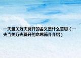 一夫當(dāng)關(guān)萬(wàn)夫莫開的含義是什么意思（一夫當(dāng)關(guān)萬(wàn)夫莫開的意思簡(jiǎn)介介紹）