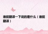 誰能翻譯一下說的是什么（誰能翻譯）