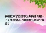 手機(jī)登不了微信怎么辦簡介介紹一下（手機(jī)登不了微信怎么辦簡介介紹）