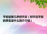 平安是第幾季好聲音（好聲音平安的原名是什么簡介介紹）