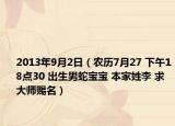 2013年9月2日（農(nóng)歷7月27 下午18點(diǎn)30 出生男蛇寶寶 本家姓李 求大師賜名）